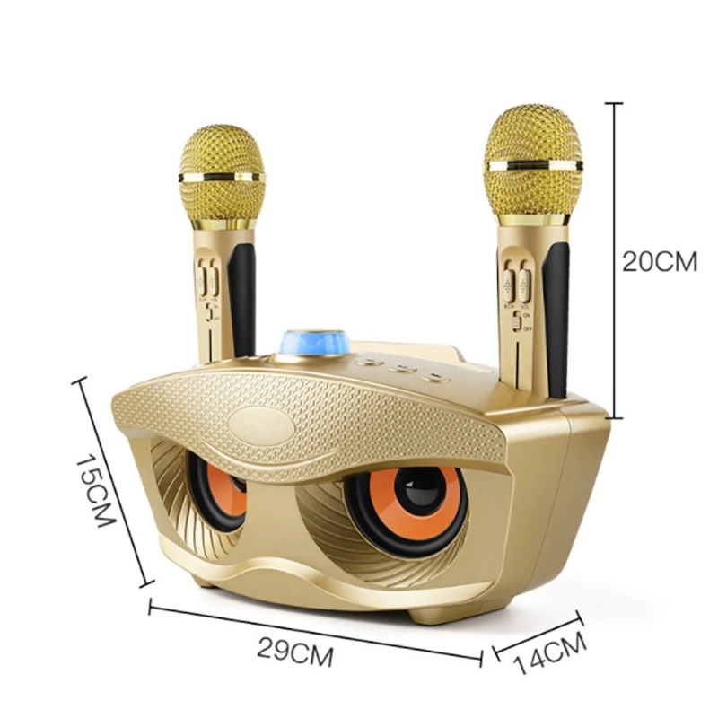 

SD306 Dual Bluetooth Speaker with 2 Wireless Microphones Outdoor Family KTV Stereo Mic Big Sound 20W