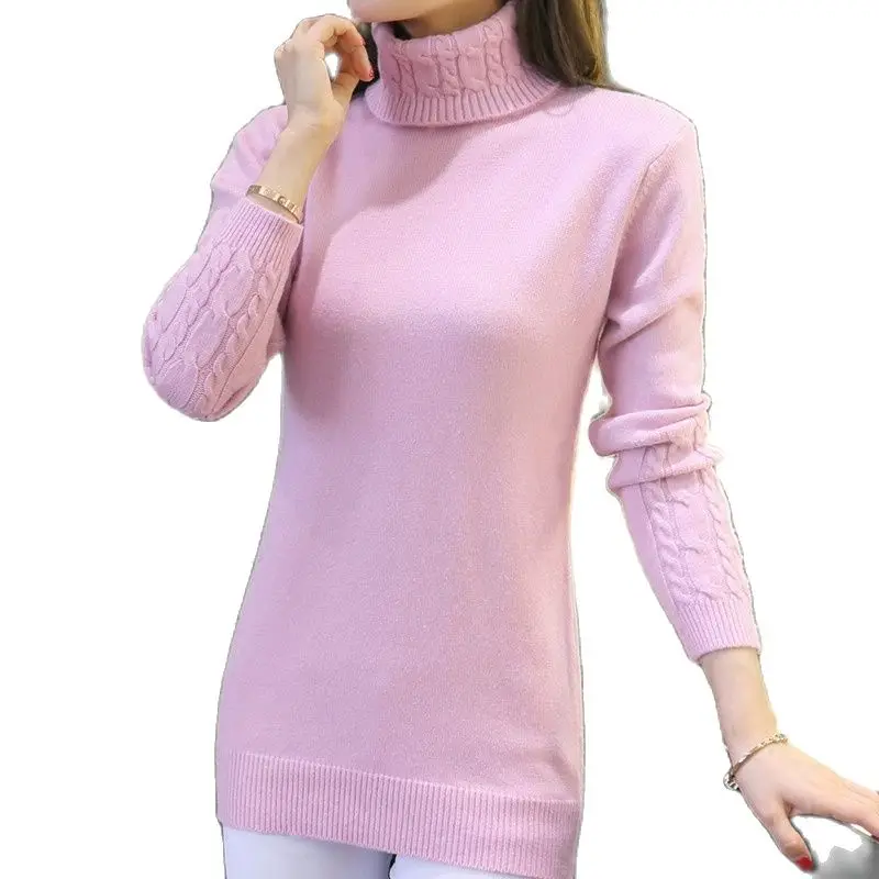 Rushed Ohclothing 2021 Turtleneck Female Winter Korean Version of The New Twist Shirt Sweater Slim Thickening Set Head | Женская одежда