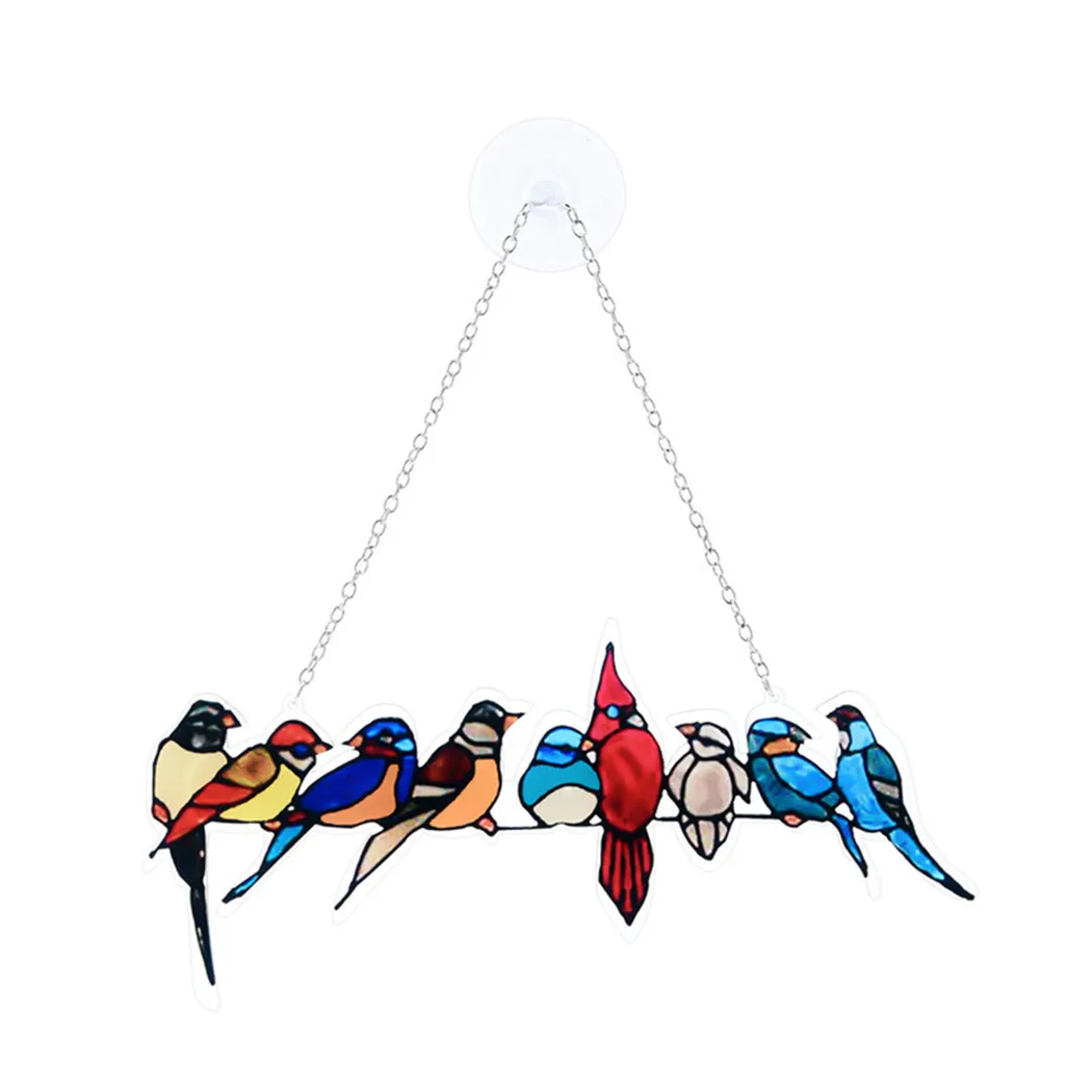

1 * Stained Casement Hangings Birds Stained Acrylic Casement Panel Bird On A Wire Ornament Home Decoration 100% Brand New And H