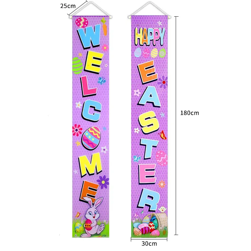 

Happy Easter Fanging Flag Easter Banners Day Party Easter Bunny Decor for Home Easter Wreath Eggs Rabbit Bunny Egg Birth