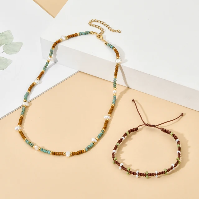 Pearl Beads Necklace Stainless Steel | Bohemian Vintage