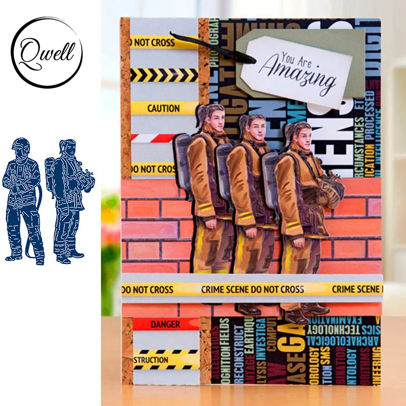 

QWELL Firemen Metal Cutting Dies for Scrapbooking and Card Making Paper Embossing Craft New 2019 die cuts