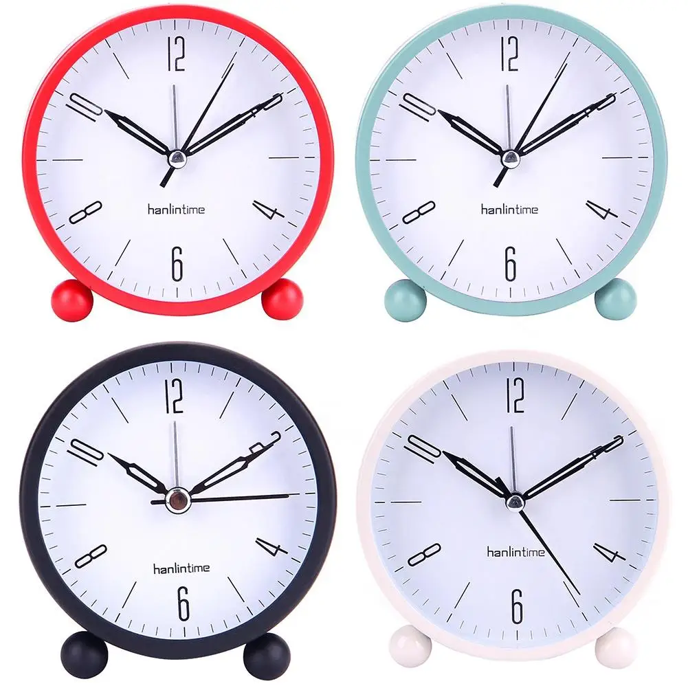 4inch Metal Round Alarm Clock Quiet Desktop Bedroom Battery Operated Timepiece | Дом и сад