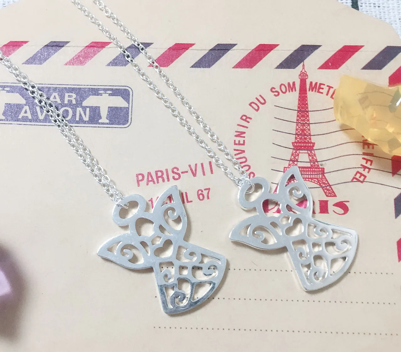 Нержавеющая сталь Ангел хранитель с крыльями кулон ожерелье Женские Ювелирные