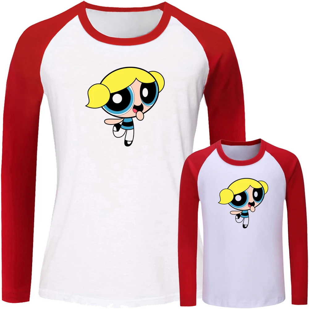 Одинаковые комплекты для семьи с рисунком из мультфильма Powerpuff девочек футболка