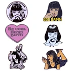 Целлюлозная художественная брошь с лацканами Mia Wallace брошь в виде фильма Квентин Тарантино в стиле 90-х годов классический значок в стиле фильма панк для девушек крутое дополнение