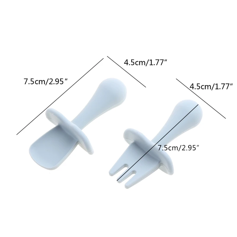 

Baby Feeding Spoon Fork Set Soft Silicone Feeding Flatware Set Training Spoon H055