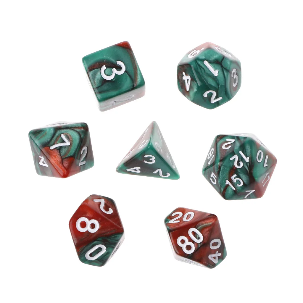 7 шт./компл. акриловые многогранные кости для TRPG настольной игры Подземелья и Драконы D4-D20