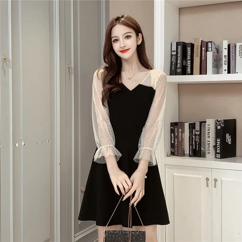 COIGARSAM лоскутное женское цельнокроеное платье корейское Новое весеннее Сетчатое