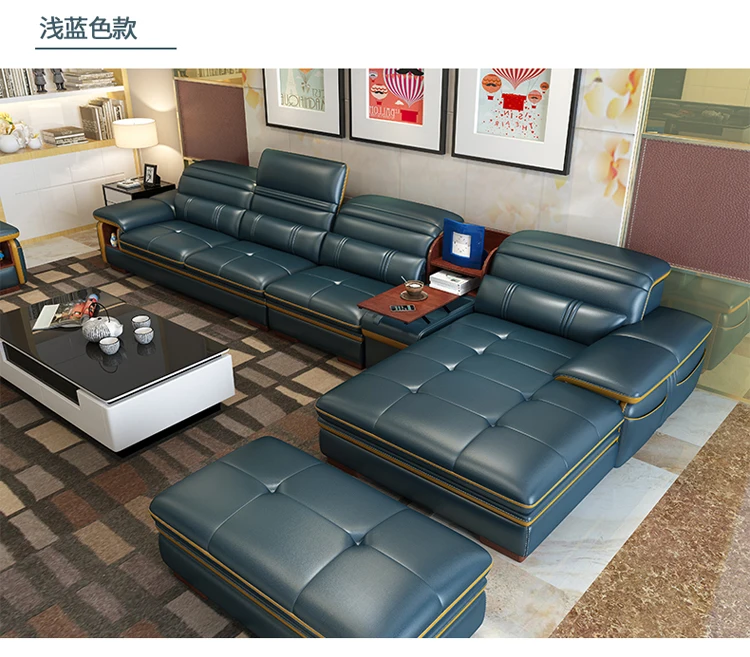 Диваны из натуральной кожи L-образной формы для гостиной | Мебель