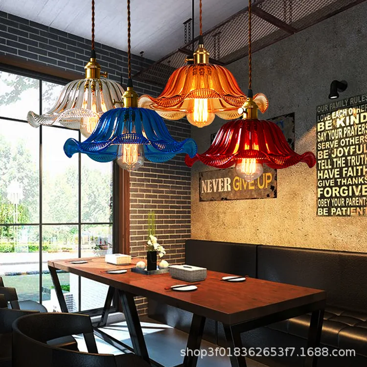 

Stained Glass Pendant Light Vintage Kitchen Hanging Lamps for Dining Room Lights Cafe Bar Home Lighting Fixtures Industrial Lamp