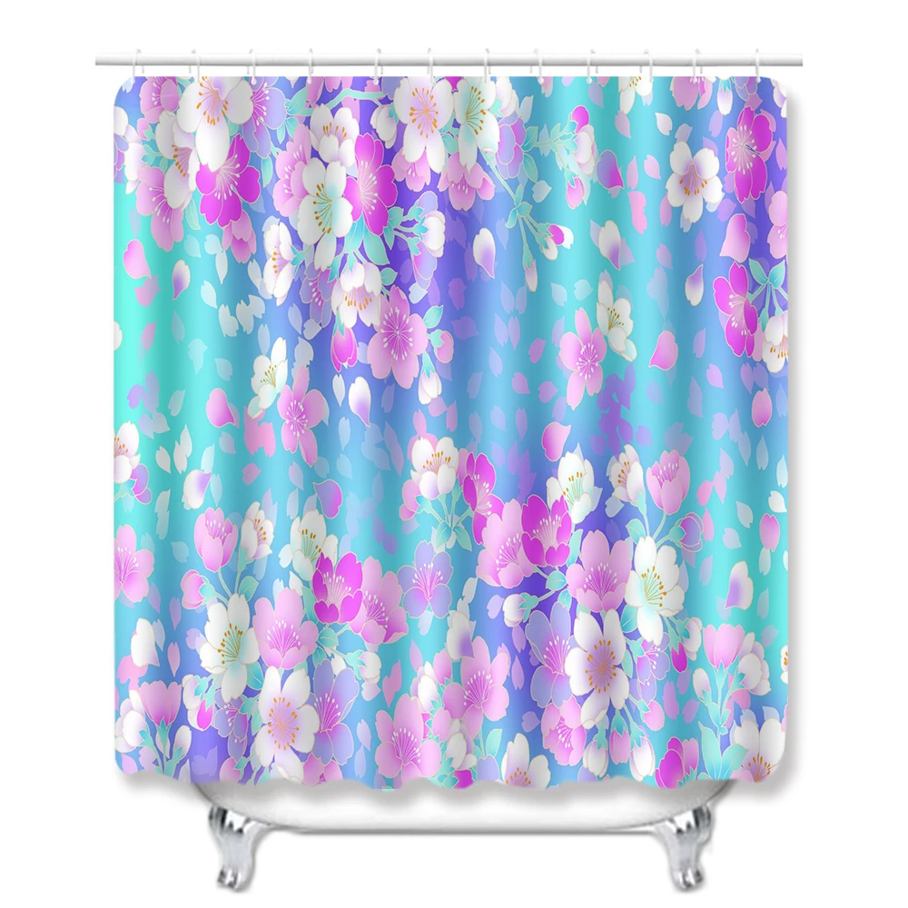 

Modern Simlple Home Decor Shower curtains With Hooks Bath Curtain Waterproof Scenery Shower Curtain Floral Bathroom Curtain