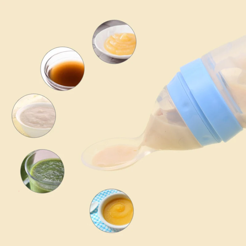 120ml силиконовая детская бутылочка для кормления с ложкой новорожденных малышей