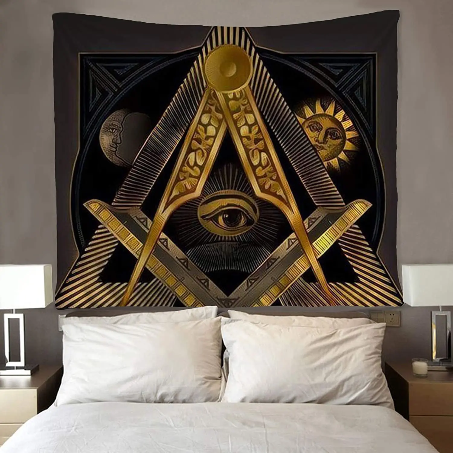 Логотип Freemason дизайн солнца луны гобелены настенное украшение для дома | Дом и сад