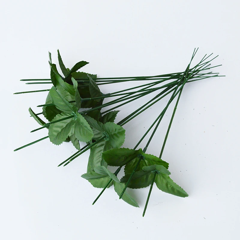 35cm with leaves 25 шт/лот цветок стебли бумага/пластик зеленый цветочный лента железная проволока искусственный цветок стебли ремесло декоративное мыло цветок стебель - Цвет: 35cm with leaves