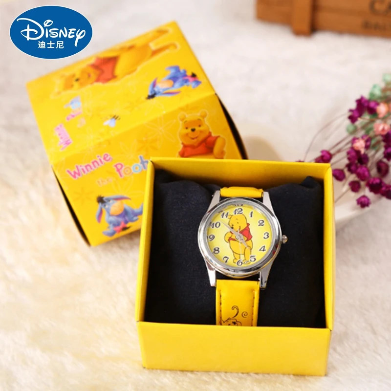 Детские часы Disney кварцевые наручные с указкой Винни-Пуха из ПУ кожи коробкой