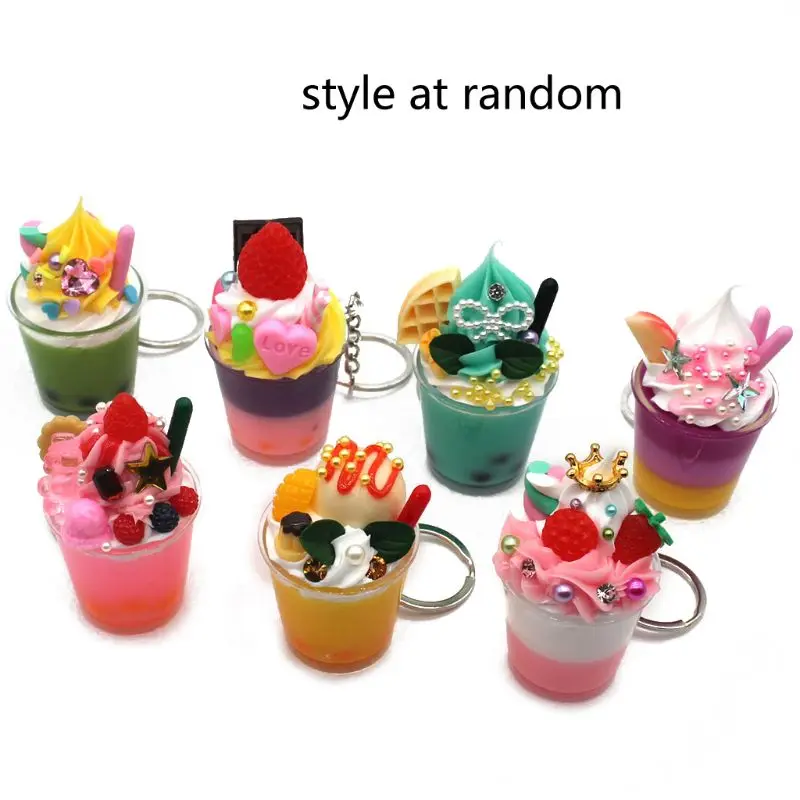 Милое симуляционное пищевое Мороженое ПВХ брелок для ключей торта ювелирные