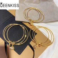 qeenkiss bt5269 fine jewelry wholesale fashion woman bride birthday wedding gift crown bell aaa zircon 24kt gold bracelet bangle