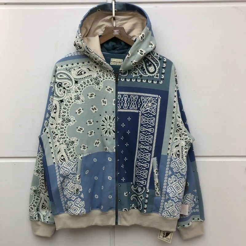 

Autumn Winter 20SS Heavy Fabric KAPITAL Hoodie Men Women 1:1 High Quality Zipper Cardigan Cashew Flower KAPITAL Sweatshirts