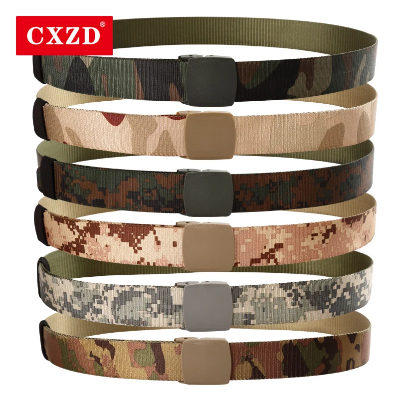 

CXZD Men Female Belts Military Nylon Adjustable Belt Men Outdoor Travel Tactical Waist Belt with Plastic Buckle for Pants 130cm