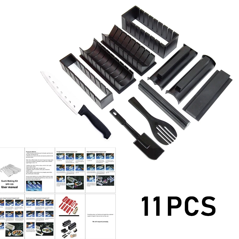 10/11Pcs Sushi Making Kit Roll Seaweed Sushi Maker Set Japanese Sushi Frame Kitchen Supplies Accessories