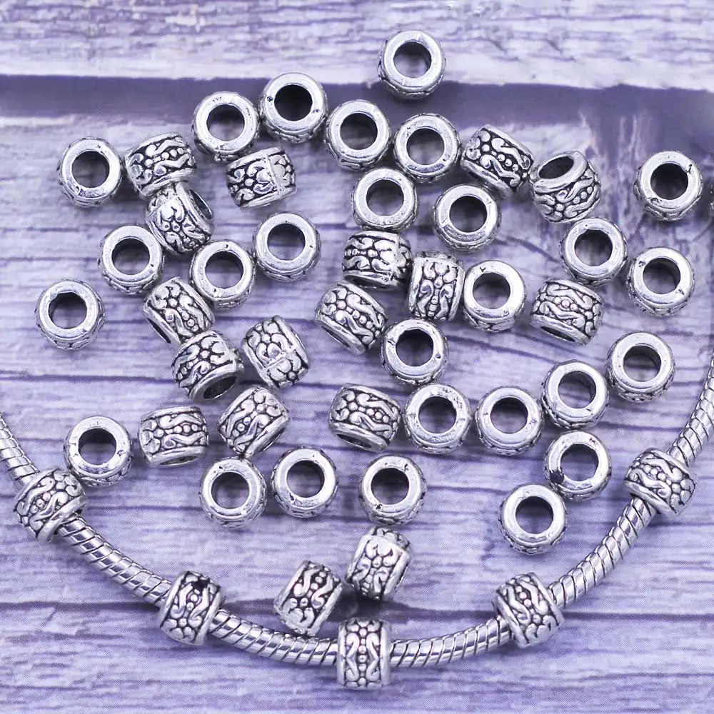 

30Pcs Spacer Beads Lucky Clouds Carved Silver Tone Fit European Charms Bracelets Jewelry DIY Finding 7x5mm