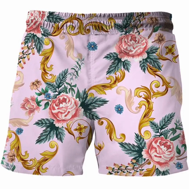 

2021 summer men Flower print beach shorts 3D fashion shorts male fitness pants Men Quick-drying swimming trunks casual shorts