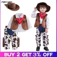baby boy kids toddlers halloween costume cowboy 5 pc suit purim event holiday outfits hat scarf shirt waist coat pants