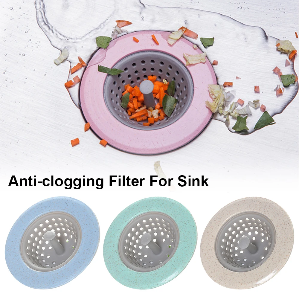 

Kitchen Sink Strainer, Silicone Wheat Straw Bathroom Drain Cover Filter Hair Catcher Stopper For Household Kitchen Accessories