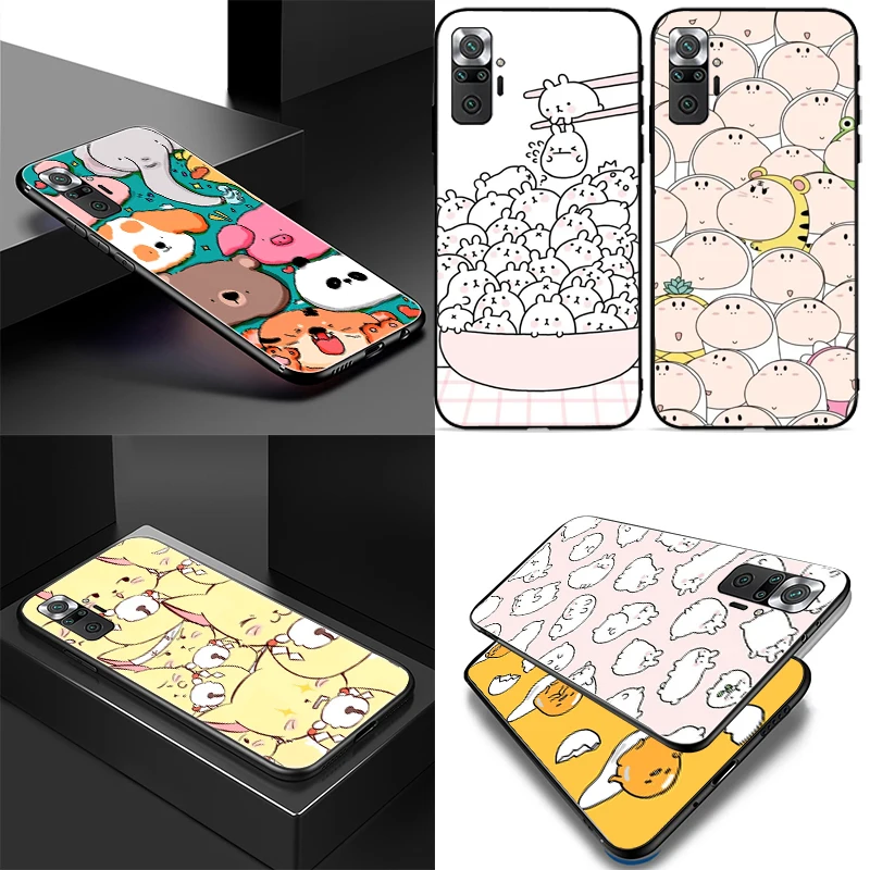 

Cartoon Cute Pig Rabbit Bear Phone Case For Xiaomi Redmi Note 10 Pro Max 9 9T 7 8 8T 9A Carcasa Soft TPU Back Cover