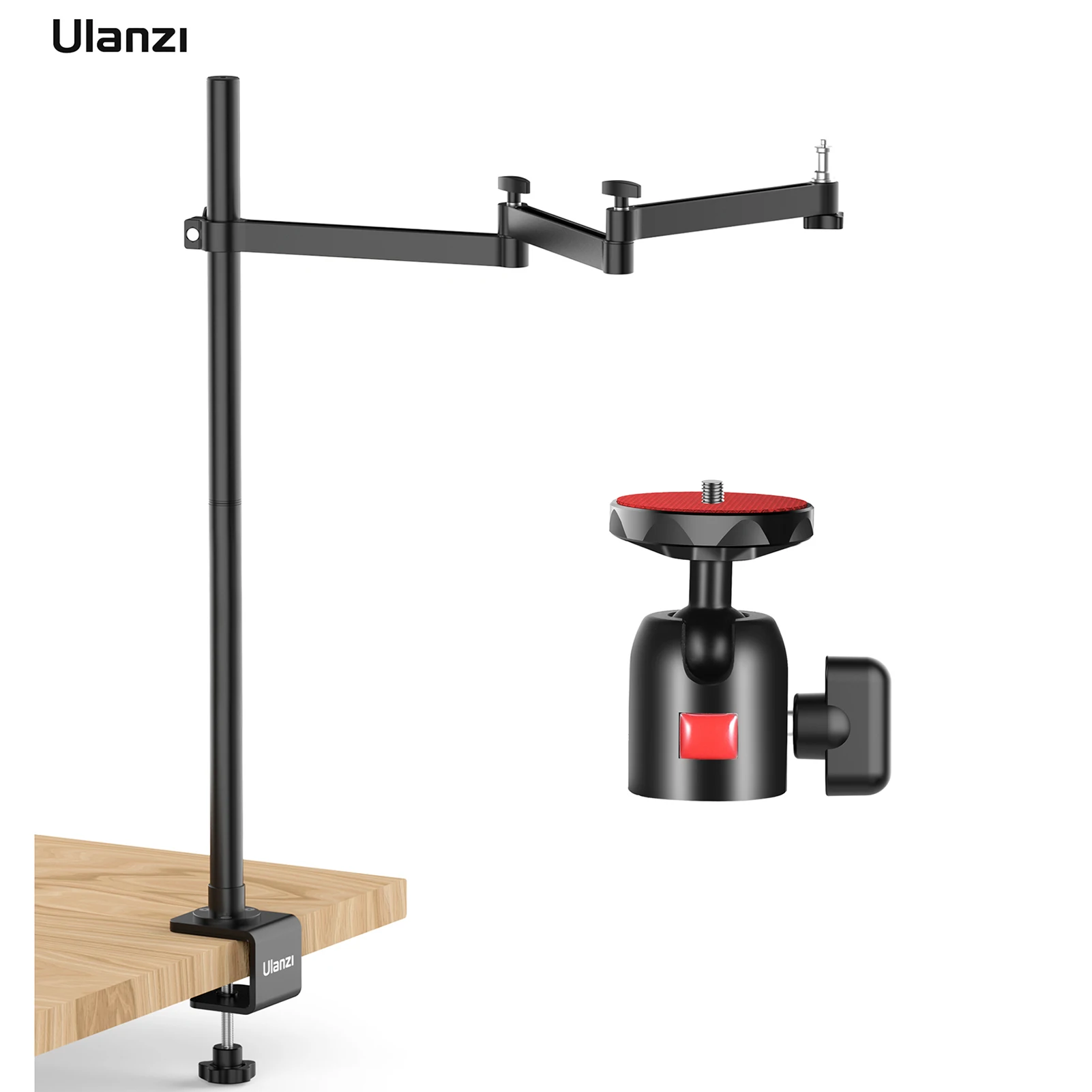 

Ulanzi Live Broadcast Boom Arm Desk Mount Stand with Flexible Articulating Arm Rotatable Ballhead for Mic DSLR Camera LED Light