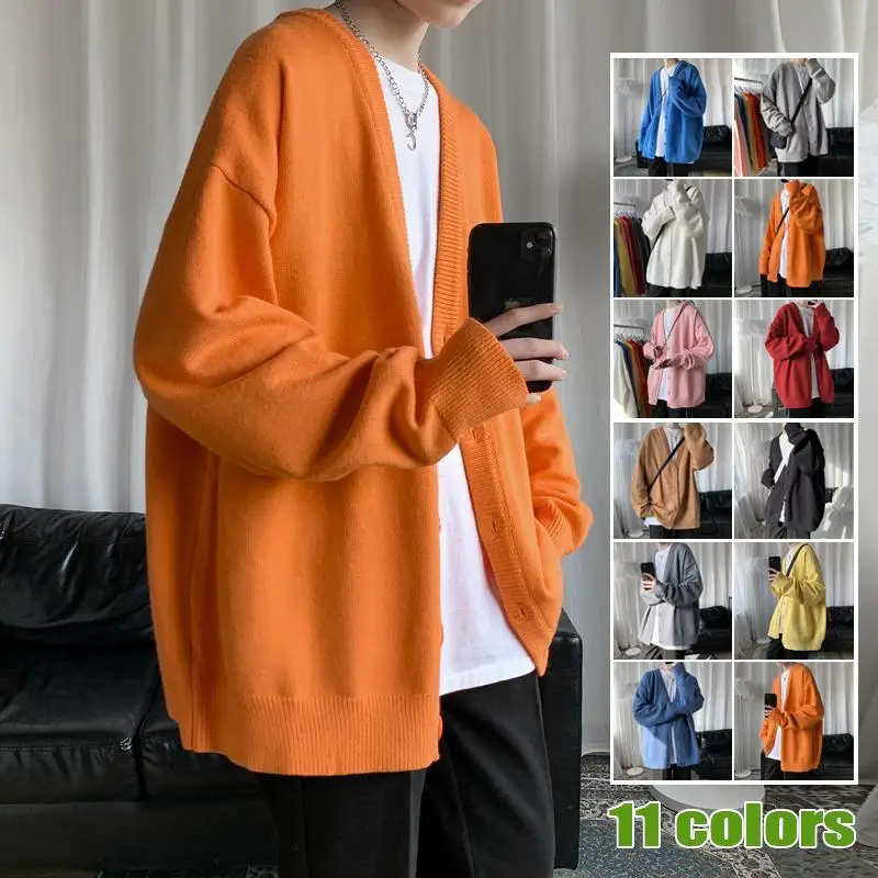 

Autumn Sweater Men 's New Loose Sweater Fashion Solid Color Coat Ins Hong Kong Style Gentle Top Jacket