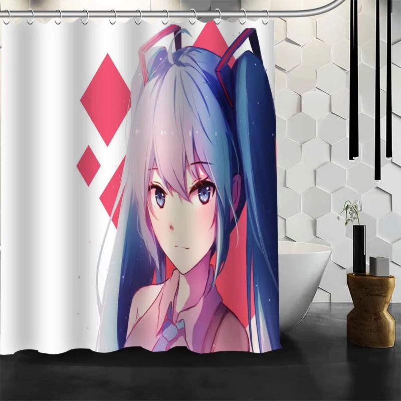Аниме Hatsune Miku занавеска для душа полиэстер ткань принт Водонепроницаемая занавеска для ванной 12 крюк занавеска для ванной
