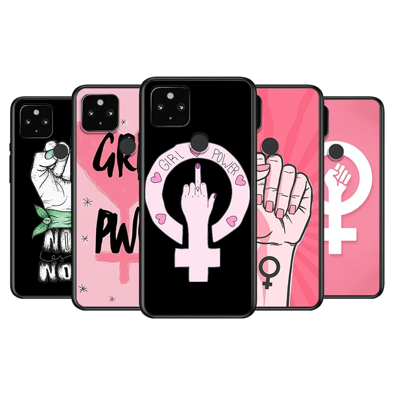 

Girl Power Feminist Soft TPU Silicone Black Cover For Google Pixel 5 4A 5G 4 XL Phone Case