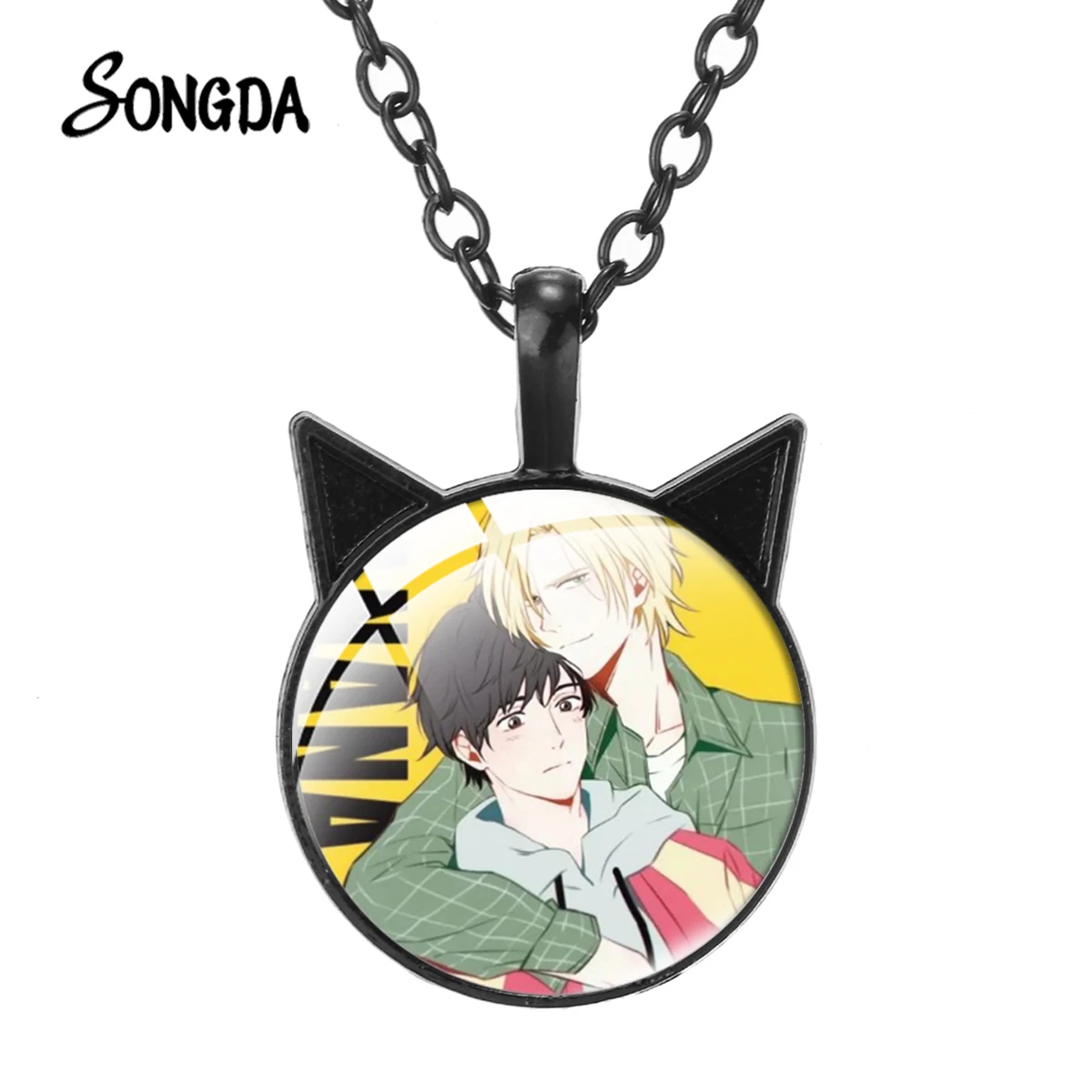 Милое ожерелье с банановыми рыбками для женщин стеклянный кабошон фото кошачьи