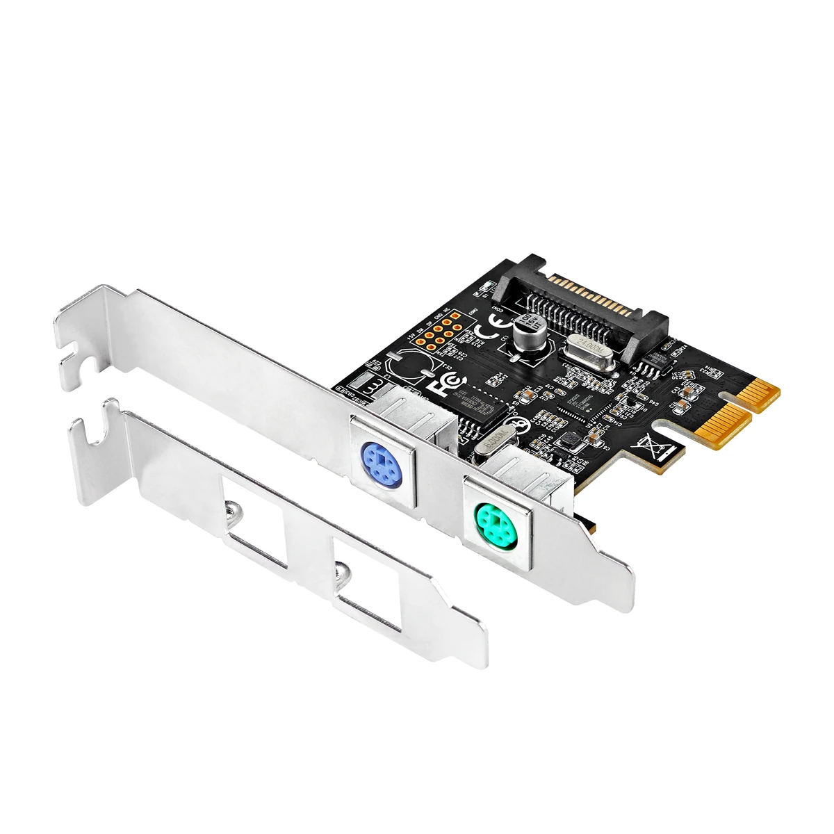 

Бесплатная доставка PCIe PCI Express 2 Порты PS2 PS/2 для ПК клавиатура переходник для мыши карты расширения с 4 Pin Мощность разъем