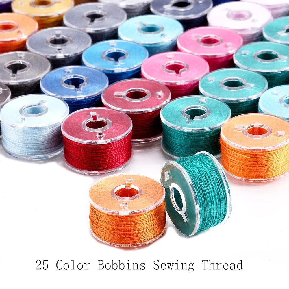 Набор ниток для шитья 24 цвета по 1000 ярдов и 25 шпулек полиэстеровых нитей для ручного и машинного шитья, квилтинга и рукоделия.