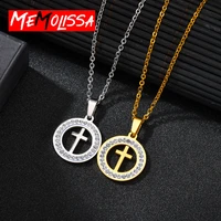 religion egyptian ankh crucifix necklaces pendants stainless steel symbol of life crystal cross round necklaces jewelry gifts