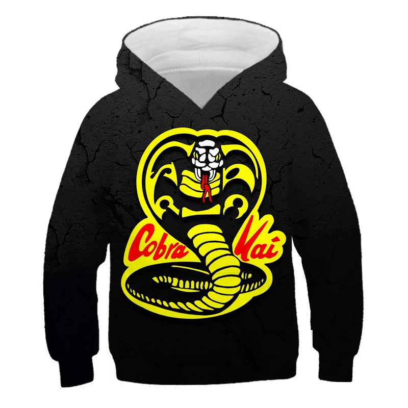 

3D Printed Hoodie Cobra Kai Kids Sweatshirt Long Sleeve Movie Children Cloth Boys/Girl Cool Hip Hop Tops 4-14T 2021