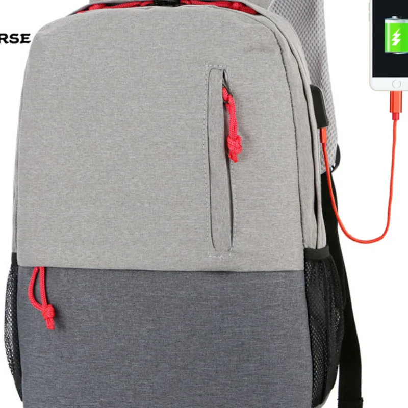gray with zipper Осенний мужской и wo мужской рюкзак, USB зарядка, сумка через плечо для ноутбука, нейлоновый рюкзак для путешествий, школьный рюкзак для студентов - Цвет: gray with zipper