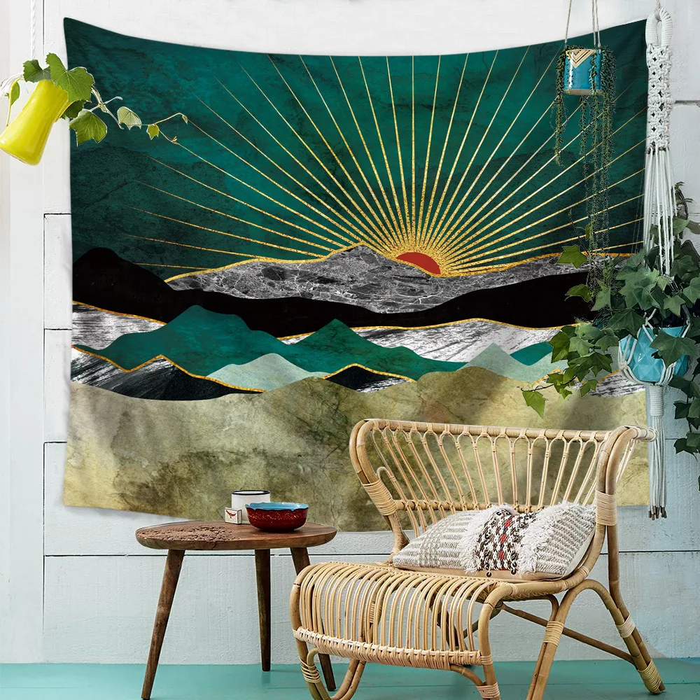 Закат горы Индиго гобелен природа искусство стены ткань хиппи Psychedelic висит