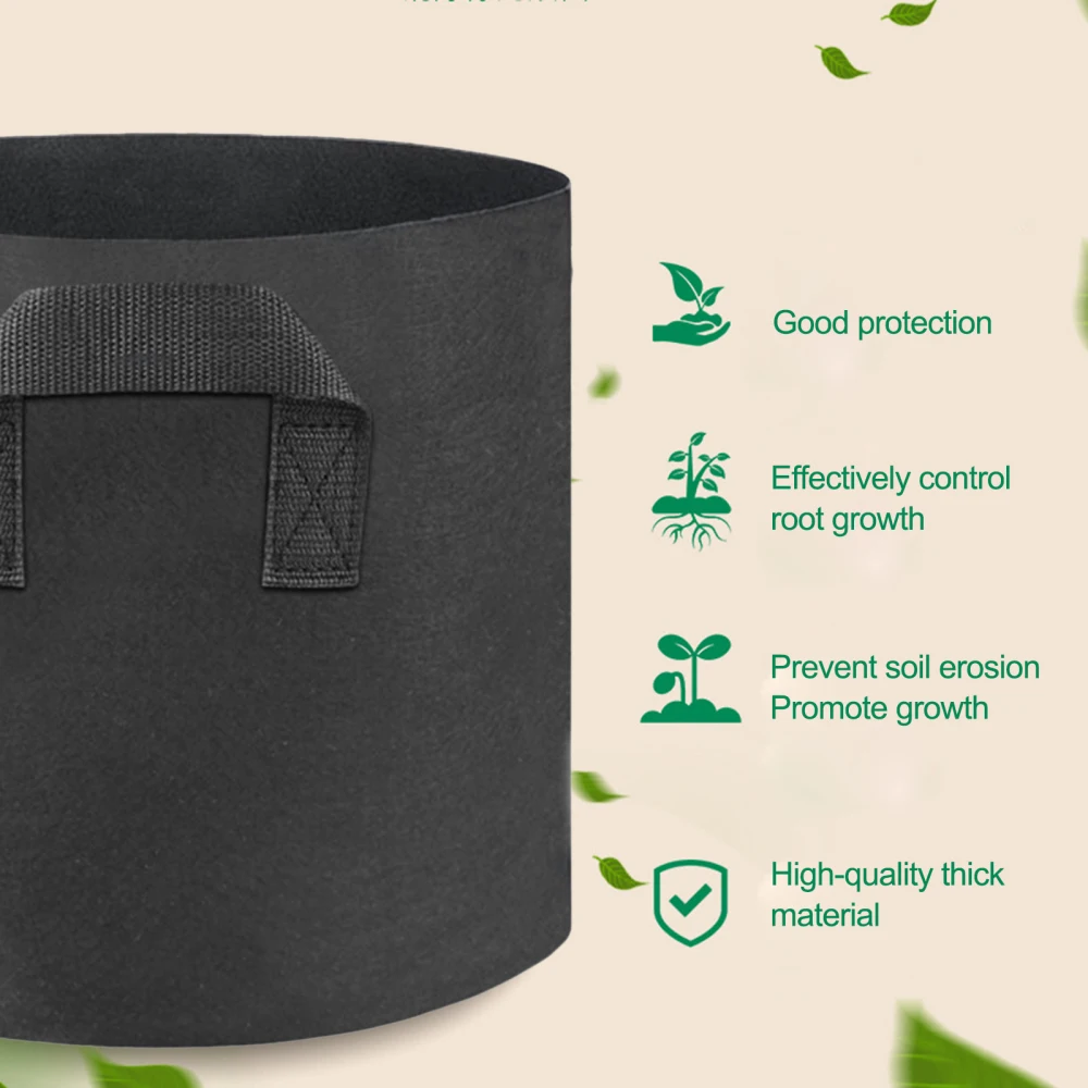 

Nonwoven Grow Bags Plant Fabric Pots Vegetable Planter Tool With Handle Polypropylene 20 Gallons 5pcs/set Heavy Duty