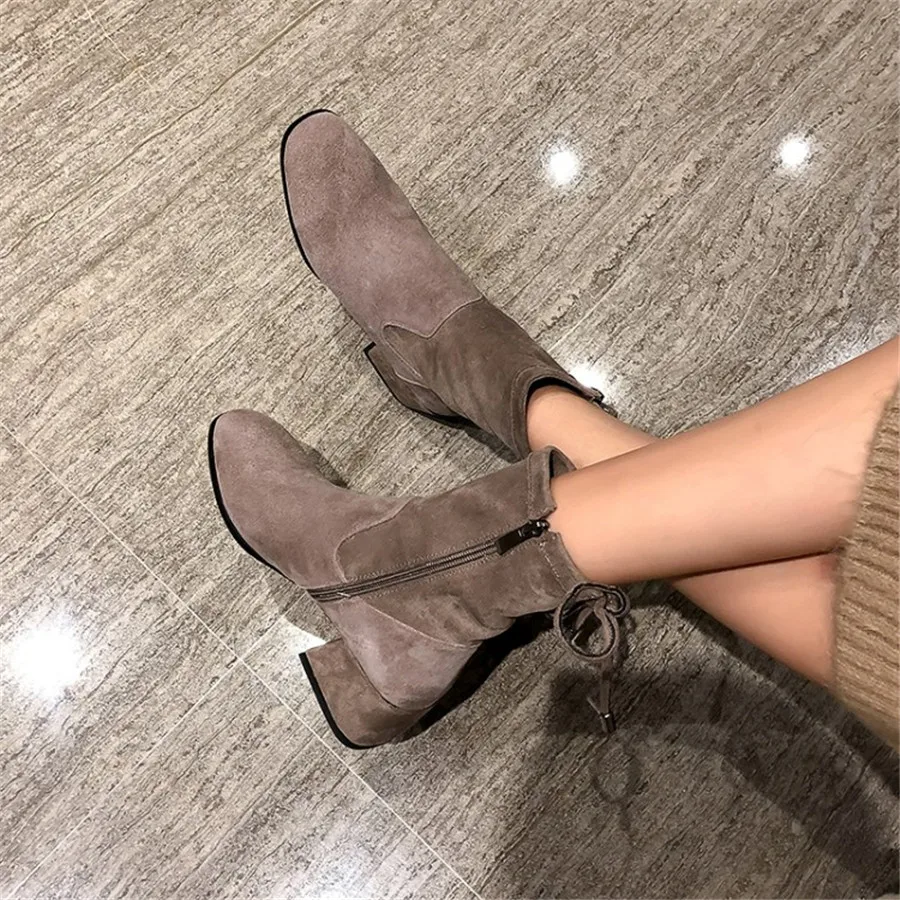 

boots women sheep anti-velvet material zipper closure short boots round head thick with womens boots platform shoes women shoes