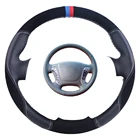 Изготовленный на заказ Чехол рулевого колеса автомобиля Черный для Hyundai Santa Fe 2006-2012 замша кожа Авто оплетка рулевого колеса