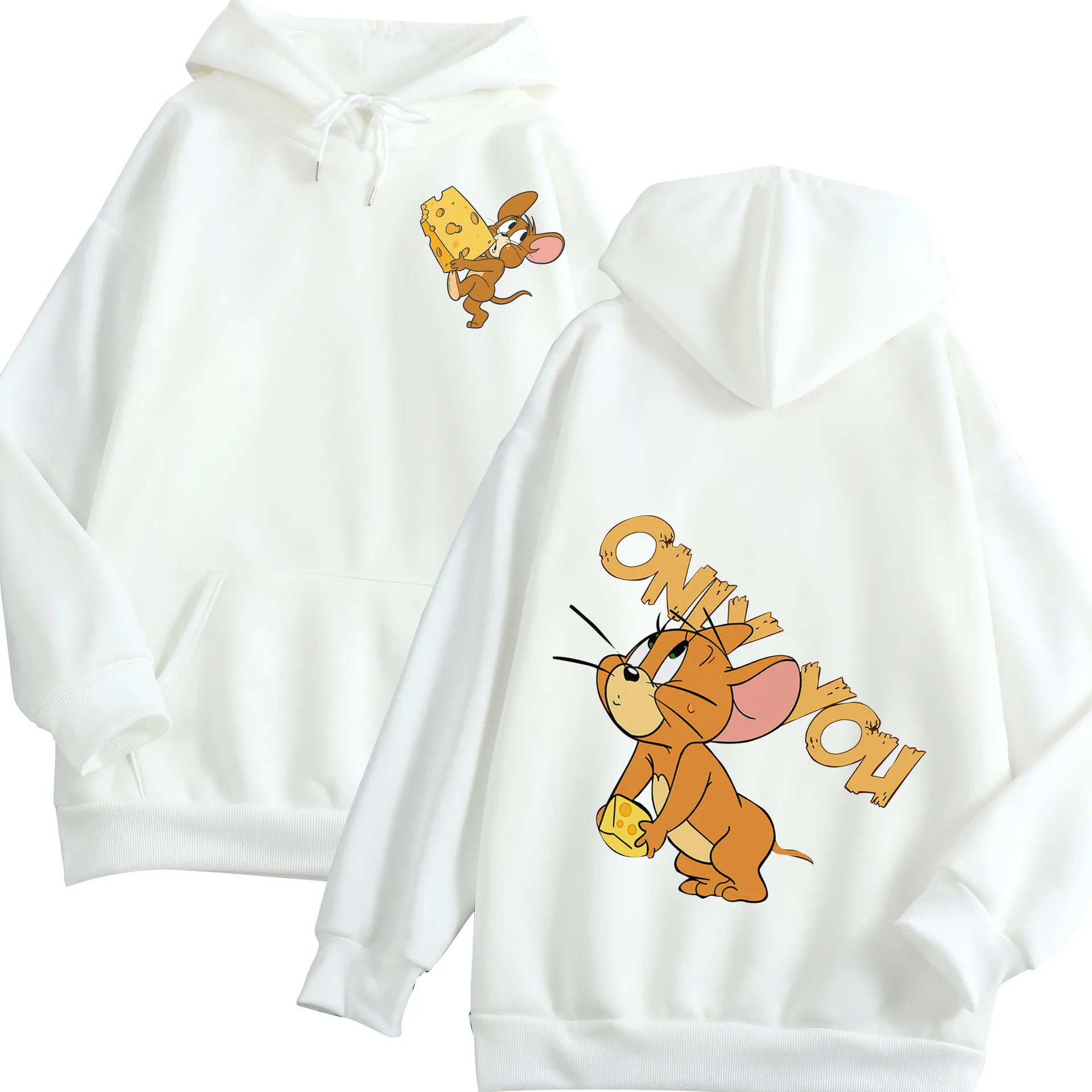 

New Mouse Jerry Cat Tom Hoodie Men/Women Sweatshirt Girls Casual Hip Hop Unisex Streetwear Kpop Couple Harajuku Loose Tee Tops