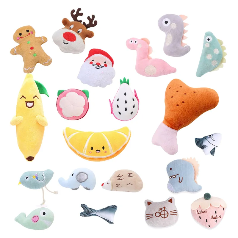 

Dog Toys Stuffed Squeaking Pet Fruit Cartoon Animals Toy Cute Plush Puzzle For Dogs Cat Chew Squeaker Squeaky Toy Christmas Gift