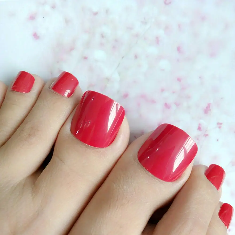 

Wholesale 240Pcs/Lot Deep Red Acrylic Fake Toenail Artificial Flase Toe Nails For Design DIY Salon Tip Manicure Tool