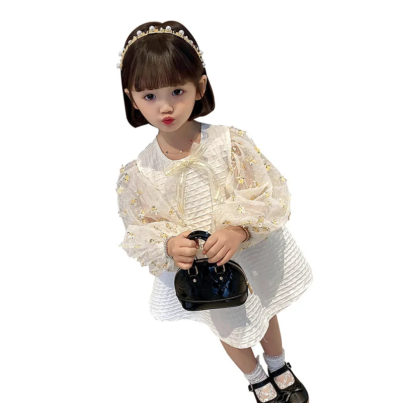 

Summer dress long sleeve female geometric pattern cotton white spot spring tide fei han edition dress