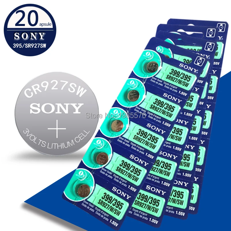 Батарейки для часов и игрушек SONY 1 55 в 395 SR927SW 399 SR927W AG7 LR927 20 шт.|Часовые батарейки| |