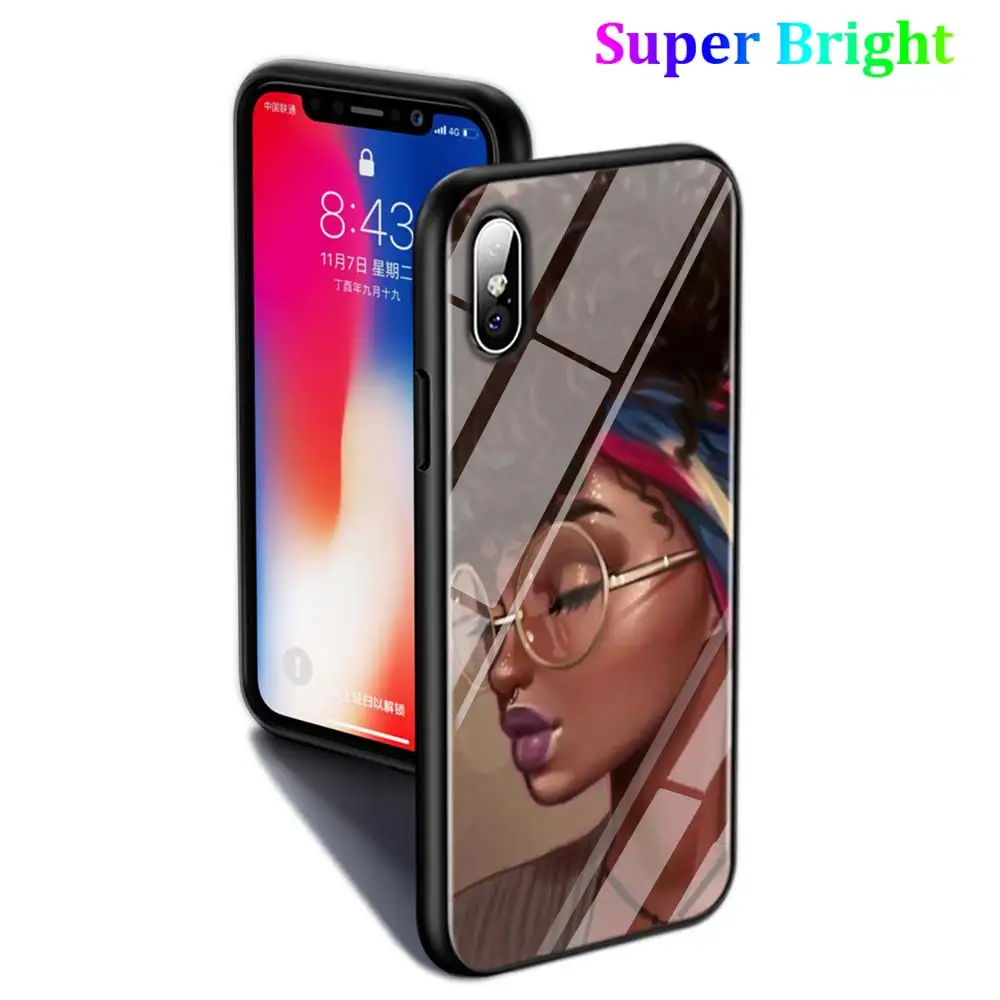 Чехол для телефона Black Cover Cute Girl Cartoon для iPhone 11 11Pro X XR XS Max 8 7 6 6S Plus 5S 5 SE с глянцевым покрытием.